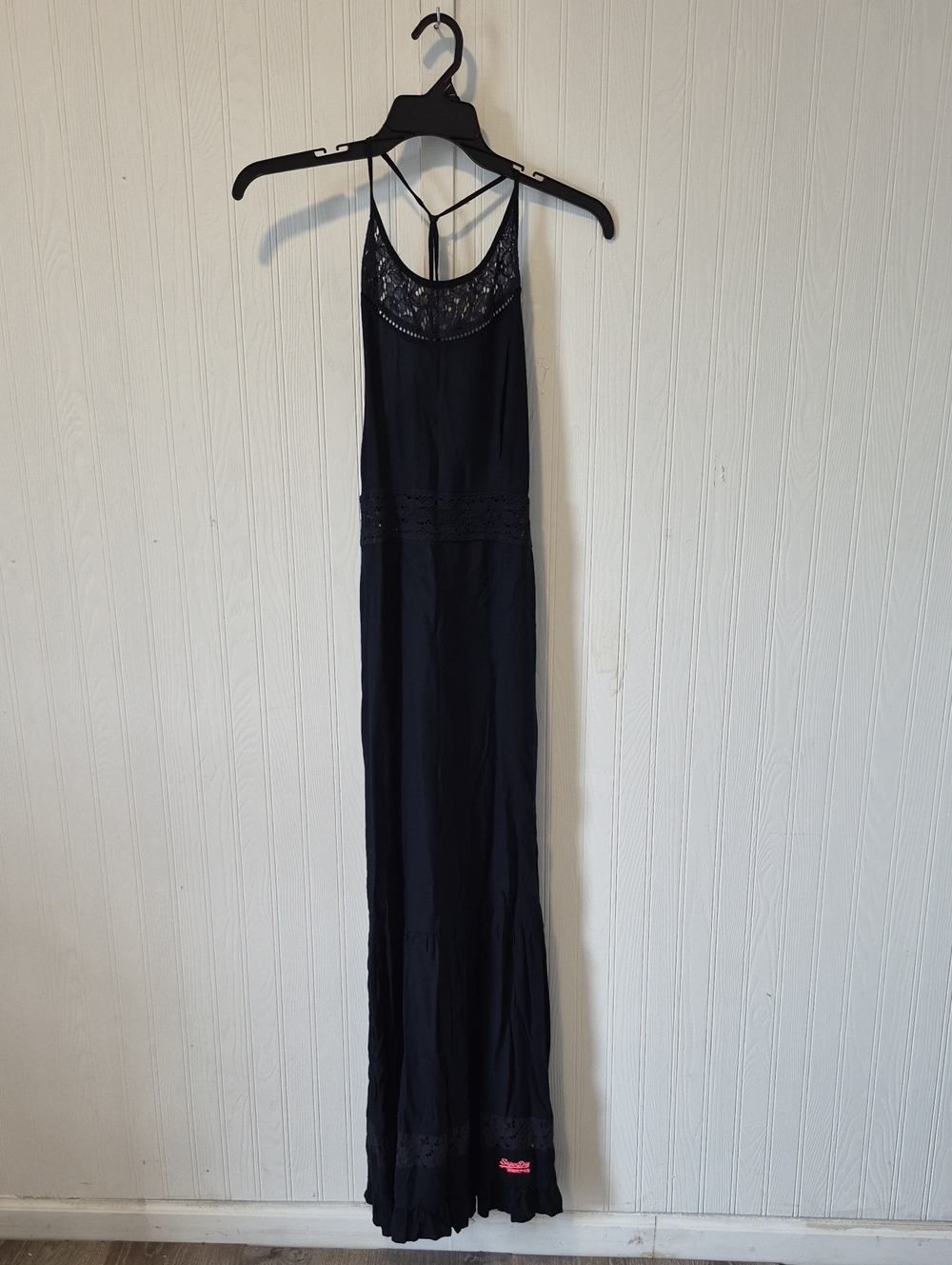 Superdry Navy Lace-Detail Maxi Dress